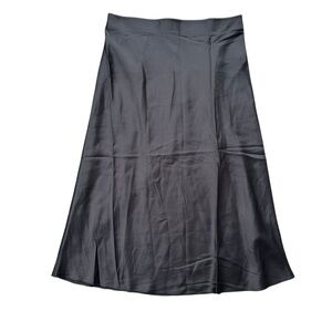 Quince 100% Silk Washable Midi Skirt Black Medium Classic